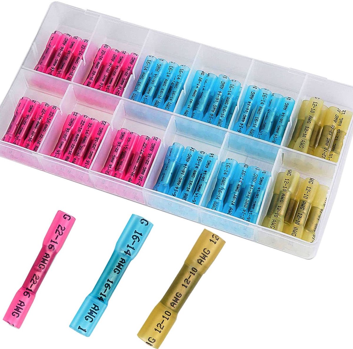 Dailygoods - Dailygoody - 100pcs Waterdichte Crimp Connectoren - Rood, Blauw, Geel - Isolatie voor Auto's
