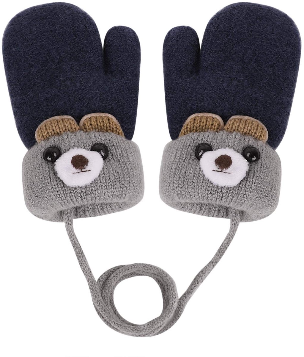Dailygoods - Dailygoody - Schattige wanten - Gebreide handschoenen - Warm en comfortabel - Donkerblauw - Winteraccessoire - Geschikt voor 1-6 jaar - Uniseks