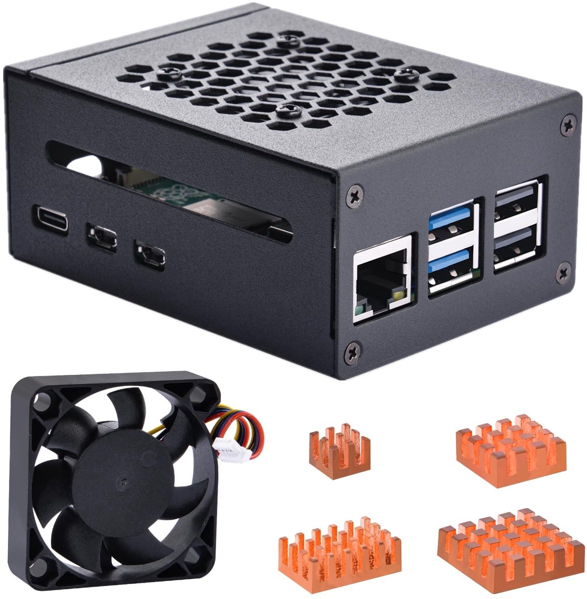 Dailygoods - Dailygoody - Metalen Behuizing - Raspberry Pi 5 - Actieve Koeler - Compact - PCIe M.2 NVMe SSD Ondersteuning - Bescherming en Koeling - Raspberry Pi A...