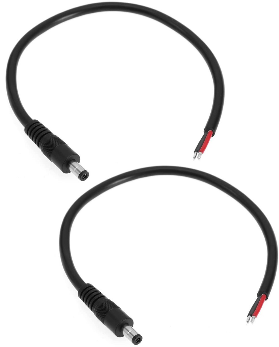 Dailygoods - Dailygoody - DC Stroomkabel - Gitaarpedaal Kabel - 30 cm - 16 AWG - Vervangingskabel voor Laagspanning - 2 Stuks