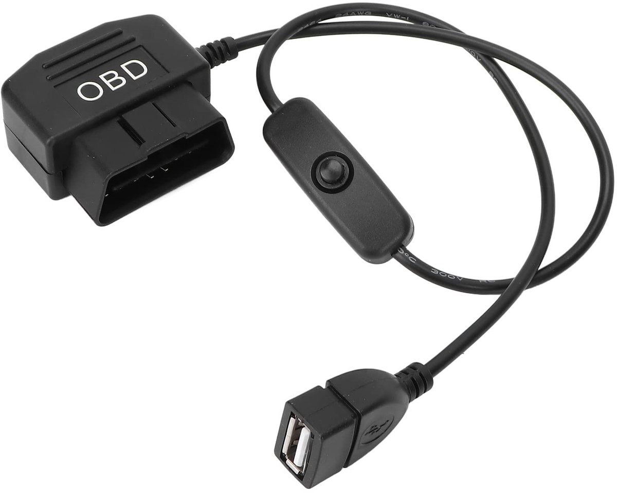 Dailygoods - Dailygoody - USB-oplaadkabel - OBD2-stekker - 18,9 Inch - Universele Connector - Oplader - Geschikt voor diverse voertuigen