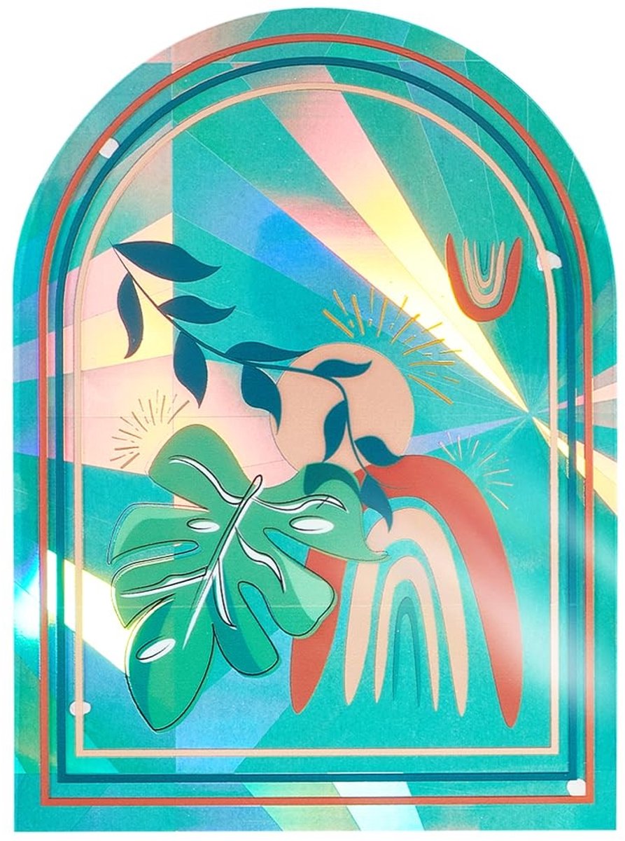 Dailygoods - Dailygoody - Vensterstickers - Anti-botsing - Grote Boog Vorm - Prisma Laser Film - Vogels voorkomen - Geschikt voor Raam - Kleurrijk
