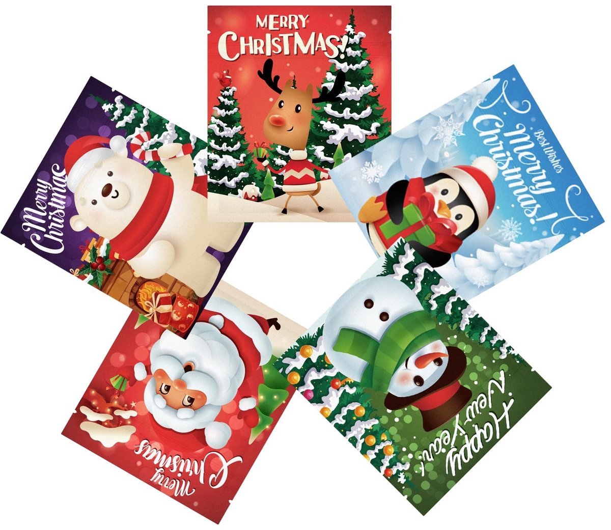 Dailygoods - Dailygoody - Koekjeszakjes - Kerstmis - Duurzaam - Meerkleurig - Snack Verzegelde Zakken - Perfect voor Cadeaus en Snoep - 25 Stuks