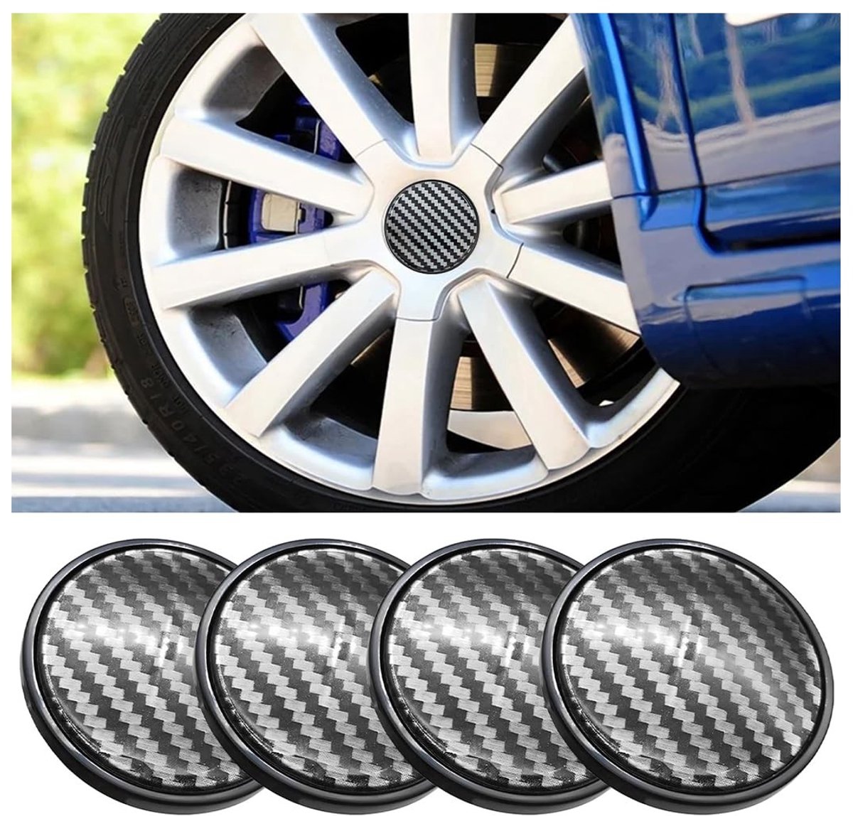 Dailygoods - Dailygoody - Wielnaafdoppen - Universeel - 60 mm Diameter - Autoaccessoires - 4 Stuks - Geschikt voor Velgen - Zwart