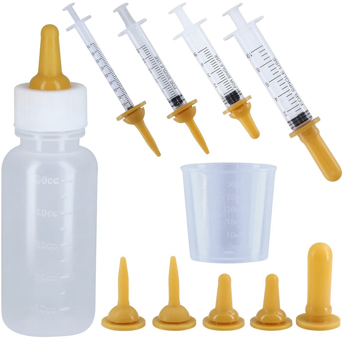 Dailygoods - Dailygoody - Babyfles Kit - Vloeistof Spuitvoeding Kit - 10 Stuks - Geschikt voor Katten en Honden - Inclusief Fopspeen en Spuiten