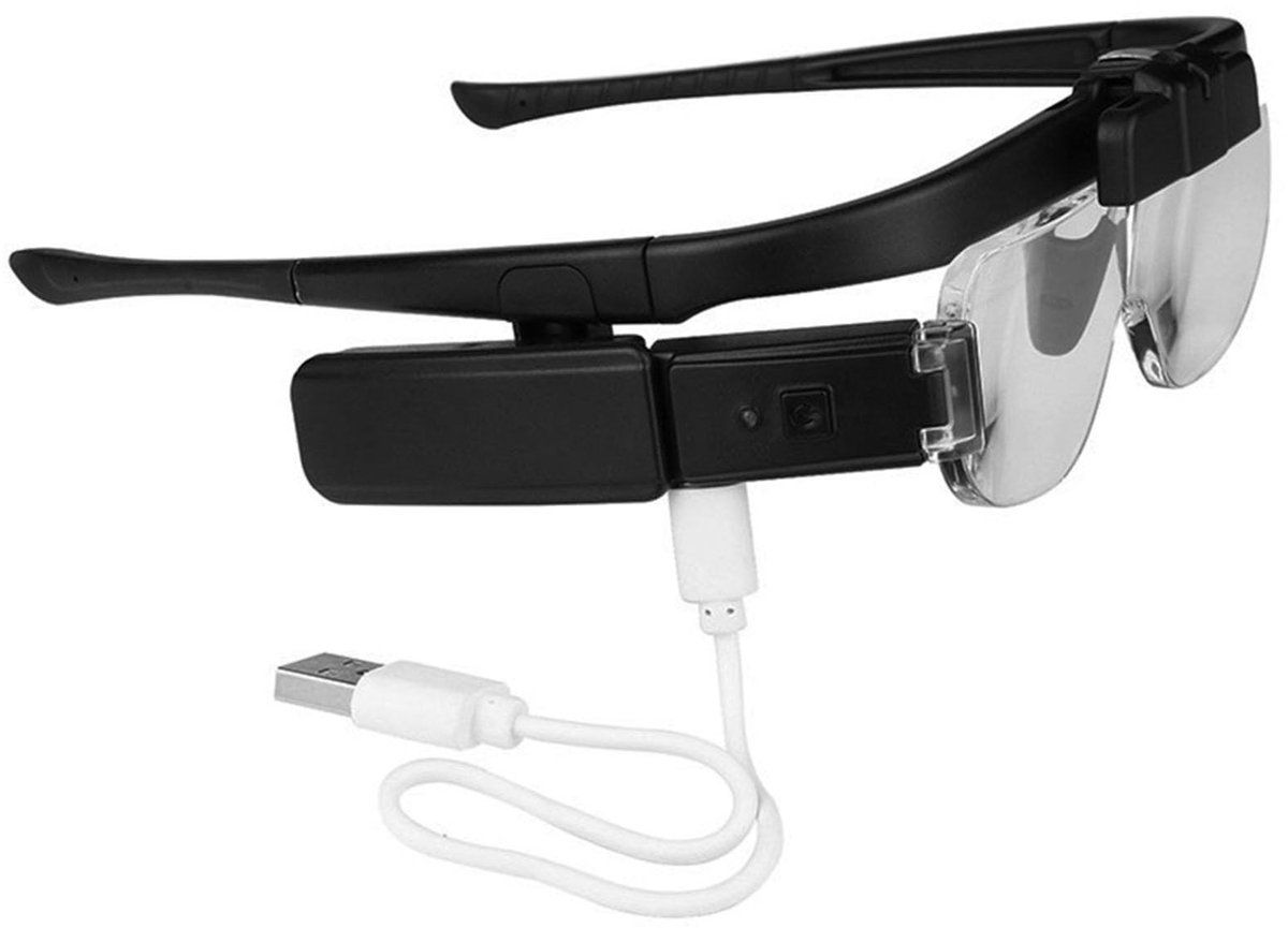 Dailygoods - Dailygoody - Vergrootglas - Vrijhandvergrootglas - Oplaadbaar met LED-licht - Zwart - 6 Verstelbare Lenzen - Geschikt voor Lezen en Reparatie