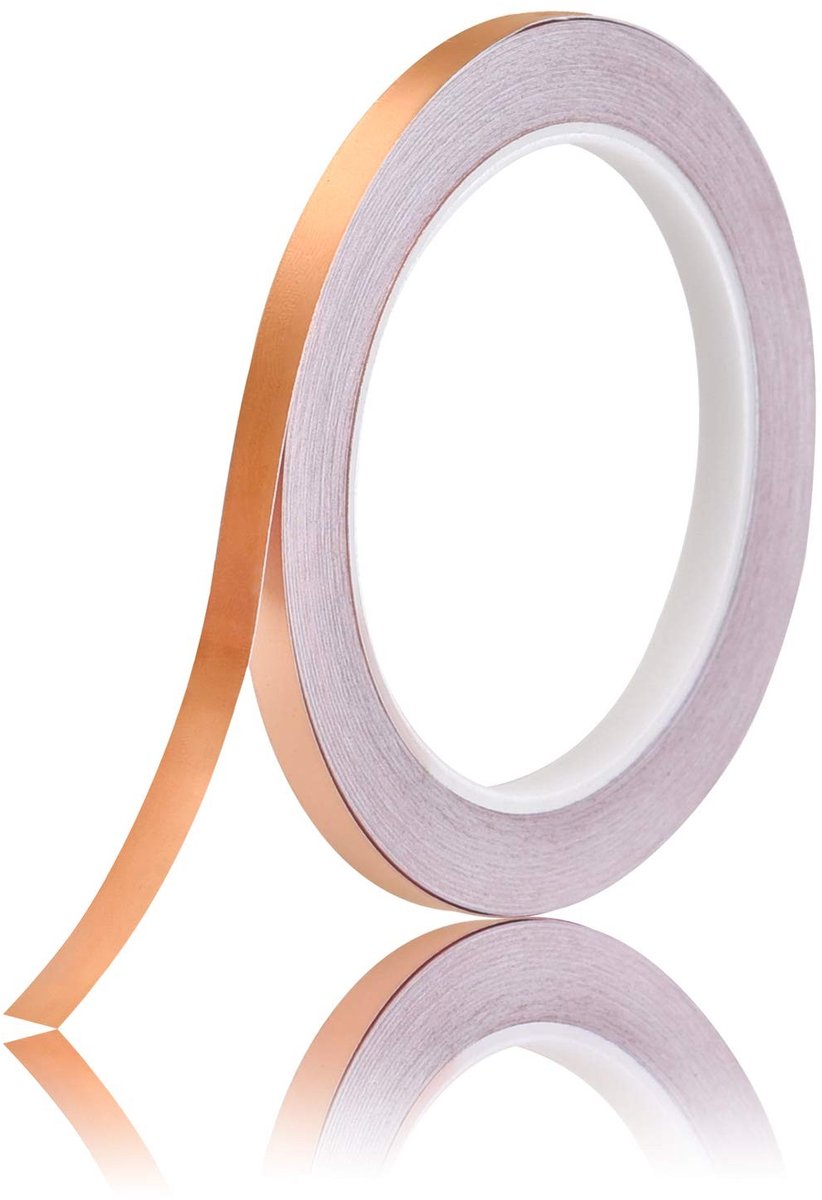 Dailygoods - Dailygoody - Koperfolie tape - Slakkenafweermiddel - 0,6 cm x 20,1 m - Elektrische reparaties - Ambachten - Geschikt voor gitaar en glas in lood