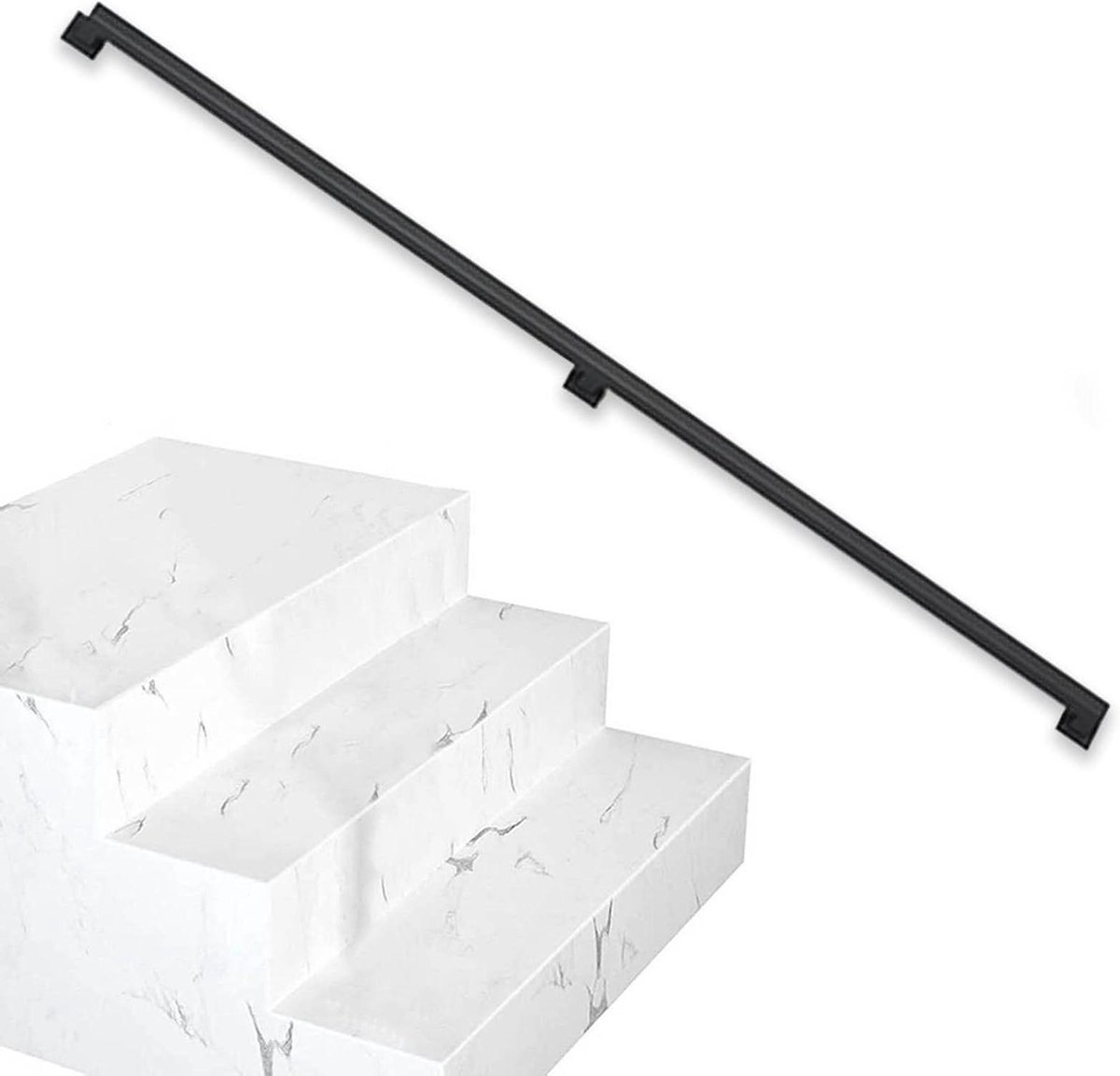 Trapleuning Set - Buitenhandgreep Reling - Veilig Traplopen - Dubbele Laag Coating - 250cm - Zwart