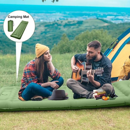 Slaapmat Camping - Luchtbed Matras - Outdoor Slapen - Snelle Voetpomp - 11 cm dik - Olijfgroen van Merkloos — afbeelding 4