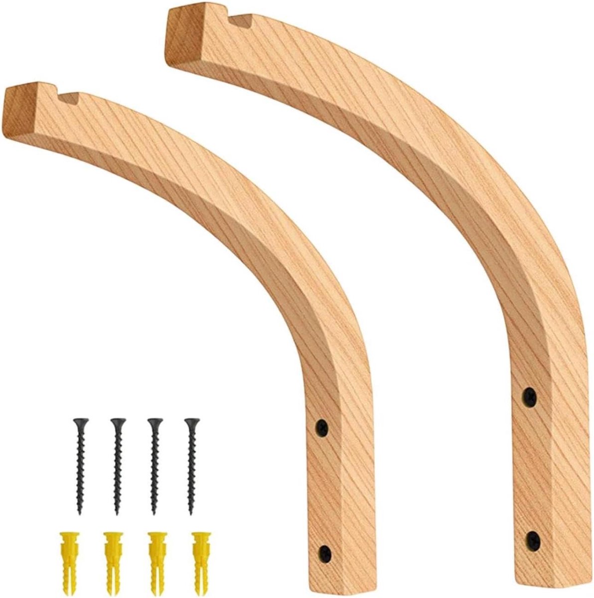 Plantenhaak Hout - Plantenhanger Muurbeugel - Decoratief Ophangen - Handgemaakte Rustieke Look - 24 x 23 x 2 cm - Zwart