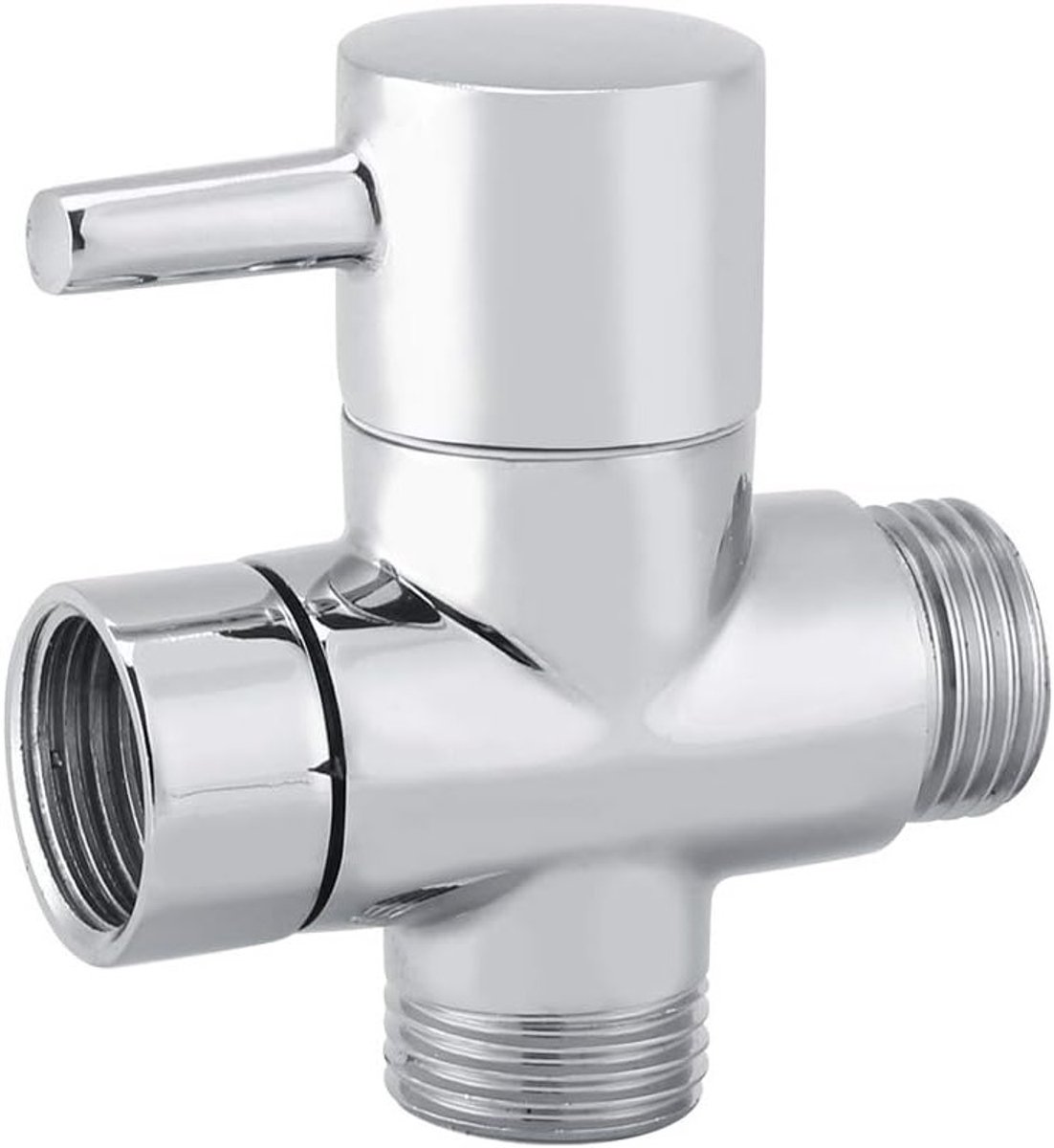 3-Weg Douchearm Schakelaar, T-Vormige Wateradapter voor Douche en Bidet, G1/2" T-Adapter, Chroom Afwerking