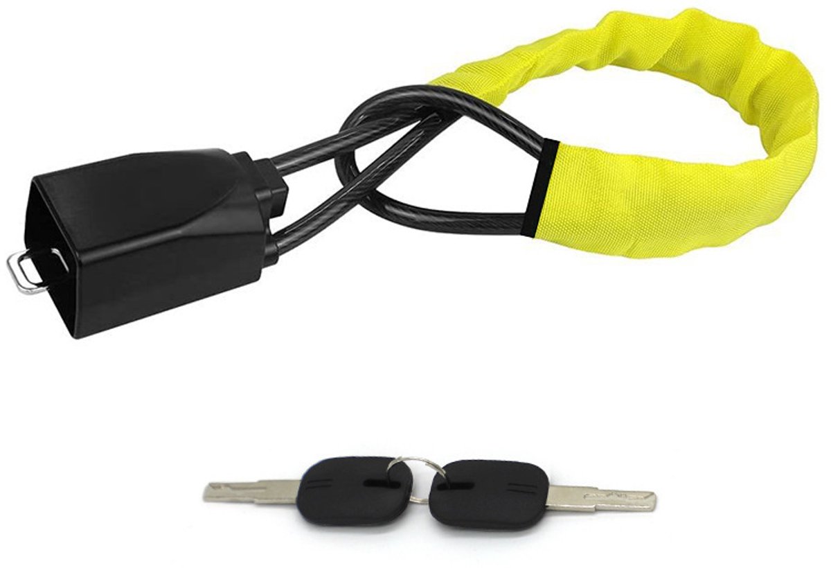 Autostuurslot – Autodiefstalbeveiliging – Veiligheidsslot – Gehard stalen kabel – Inclusief 2 sleutels – Universeel type – Geel