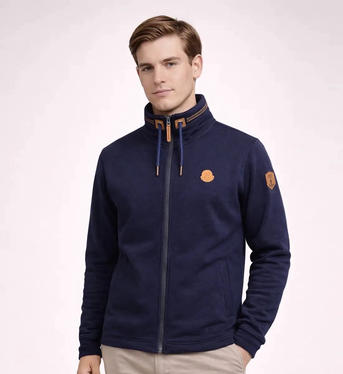 Lizzard Sports Heren Vest met Rits Navy - Maat XXXL - Sweat Vest met Opstaande Kraag - Casual Trui Heren met Volledige Ritssluiting en Zak