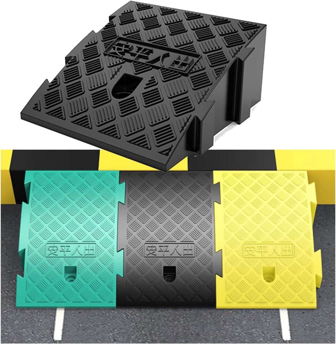 Oprijplaten - Drempelhulp Stoeprandhelling - Toegankelijkheid Verbeteren - Antislip Rubber Structuur - 25x40x16cm - Zwart