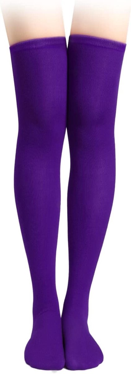 1 Paar Zachte Katoenen Dij Hoge Sokken voor Vrouwen, Ideaal als Beenwarmers voor Cosplay en Feestdagen