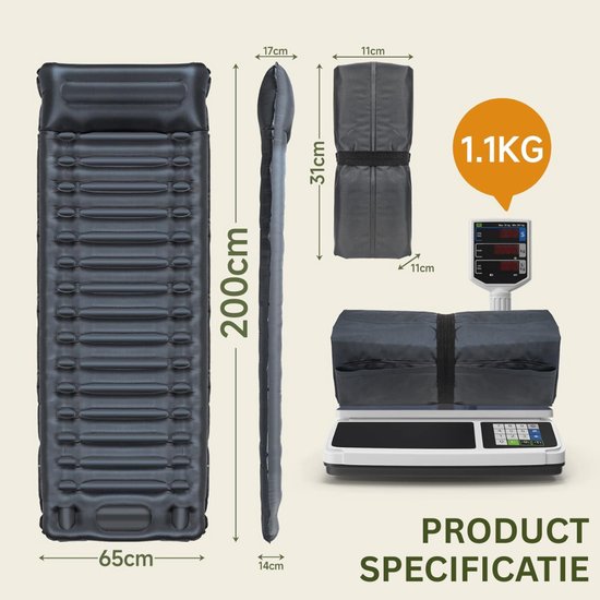 HEZIVO® Slaapmatje Zelfopblazend - Luchtbed Kamperen - Camping Matras van Merkloos — afbeelding 5