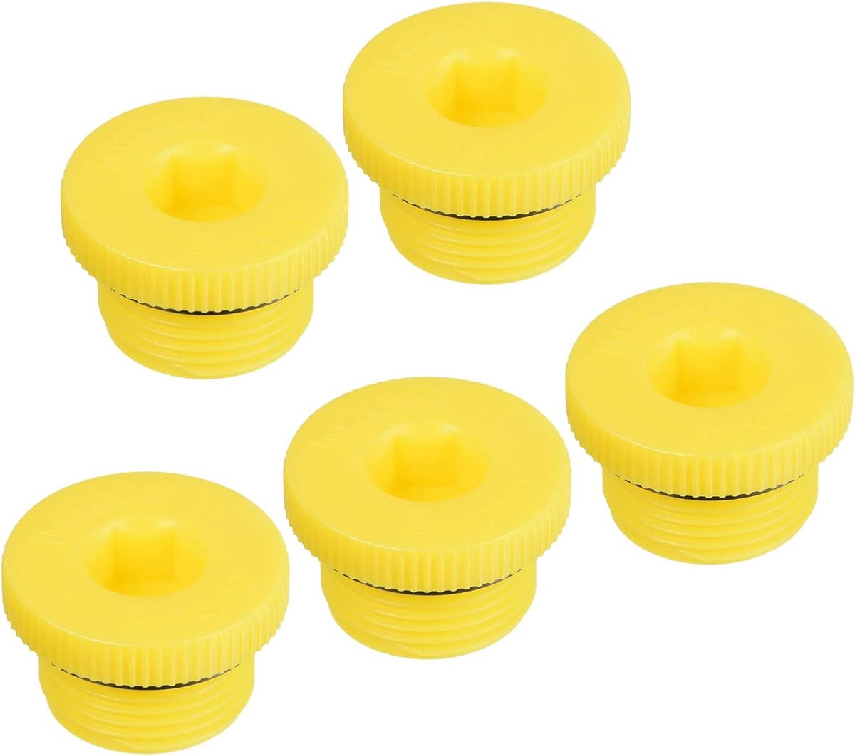 Plugs M22x1.5 - 5 Pack - PP Plastic Male Threaded Hex Socket Sealing Screw End Cap - Geel - Waterdichte Afsluitdop - Accessoires