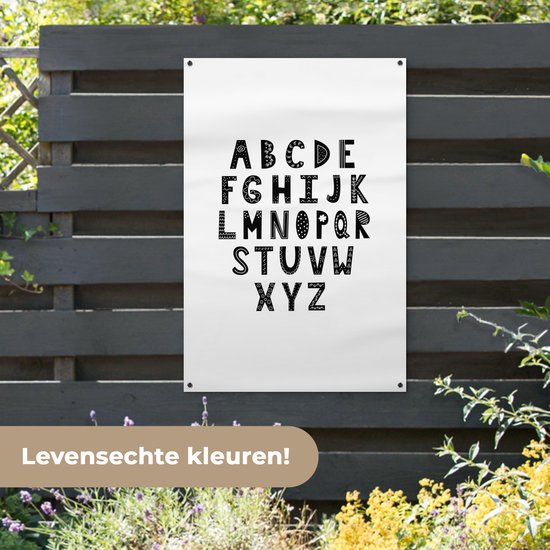 Illustration alphabet lettres noires sur fond blanc 80x120 cm