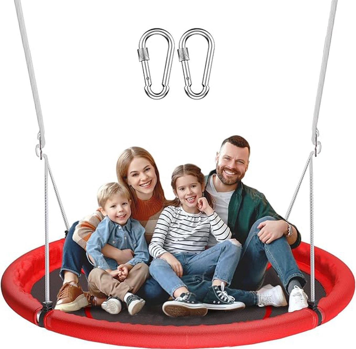 HOMCOM - Nestschommel - 110 cm Rood - Stevig Stalen Frame - Tot 150 kg
