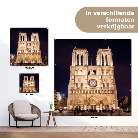 Poster de Jardin Notre Dame le soir - 200x200 cm