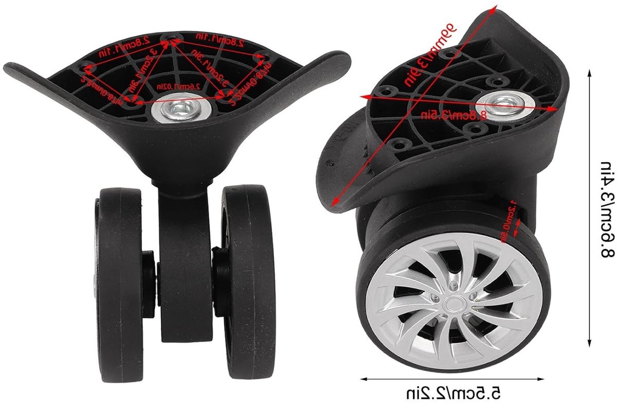 Vervangende Premium Nylon Koffers wielen, Sterke en Lichtgewicht Luggage Casters met Eenvoudige Installatie, Ideaal voor Reizen en Bagageonderhoud