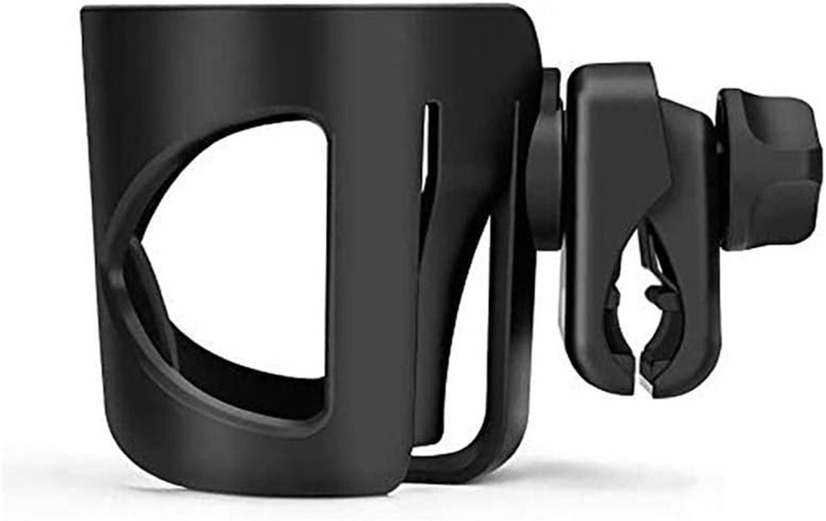 SPHProducts - Baby Stroller Cup Holder - Universeel - 360 Graden Draaibaar - Zwart - Fleshouder - Geschikt voor Kinderwagens - Pram Accessoires