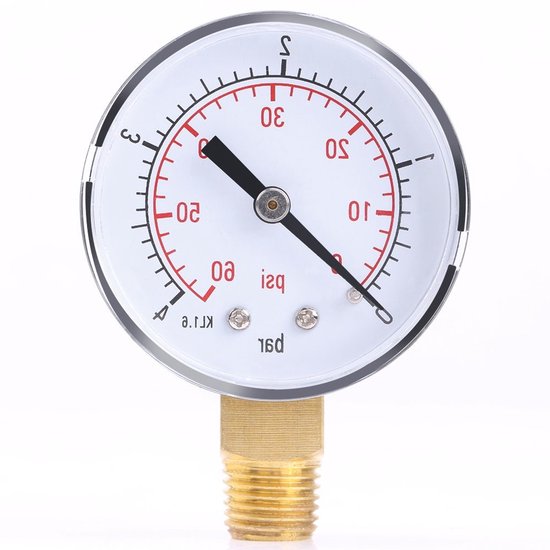 Foto: Digitale drukmeter voor zandfilter 0 4 bar 0 60 psi geschikt voor lucht water en olie met dubbele schaal en messing behuizing
