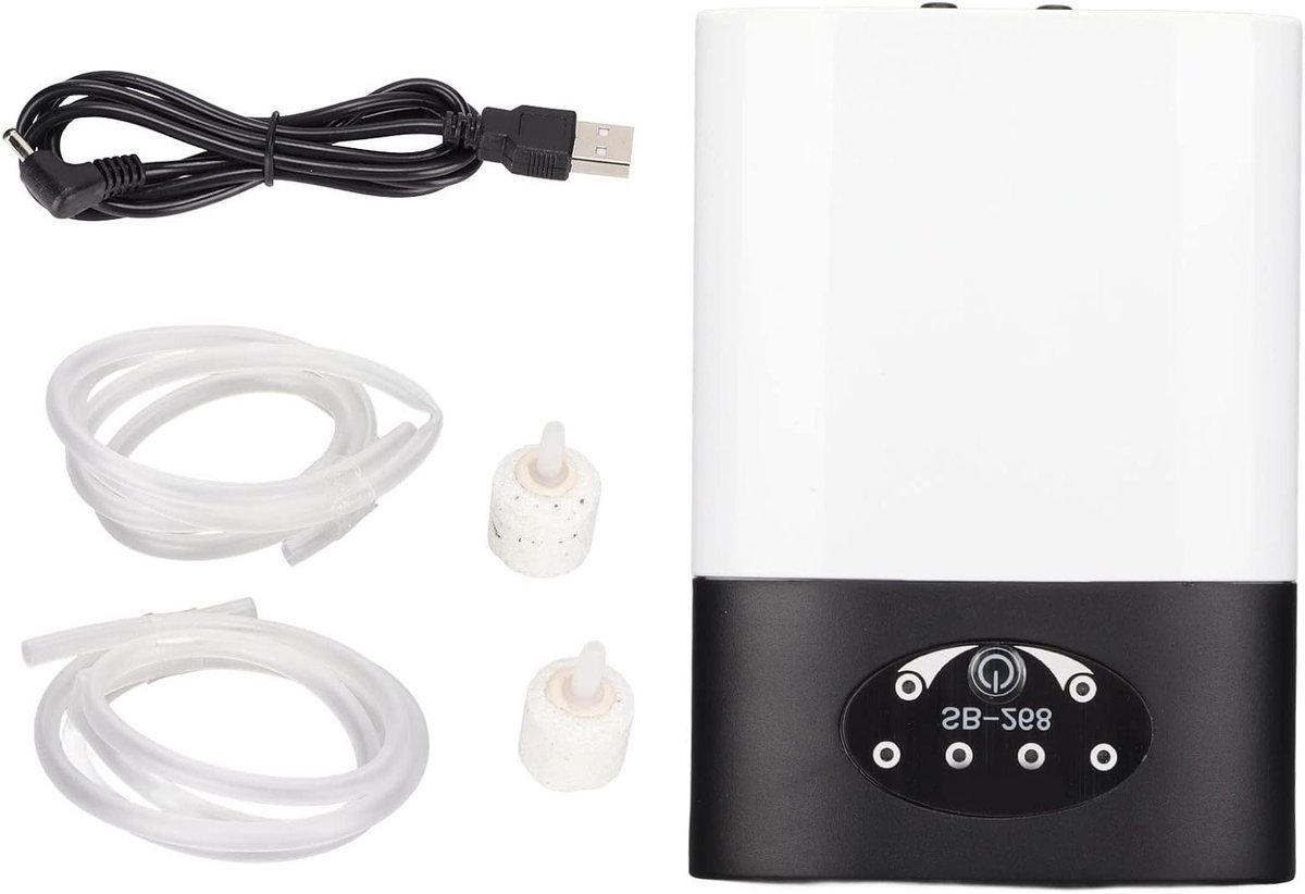 Draagbare USB Oplaadbare Luchtpomp voor Aquarium, Stille Bubbler en Beluchter met Luchtstenen voor Vistransport en Noodstroomvoorziening