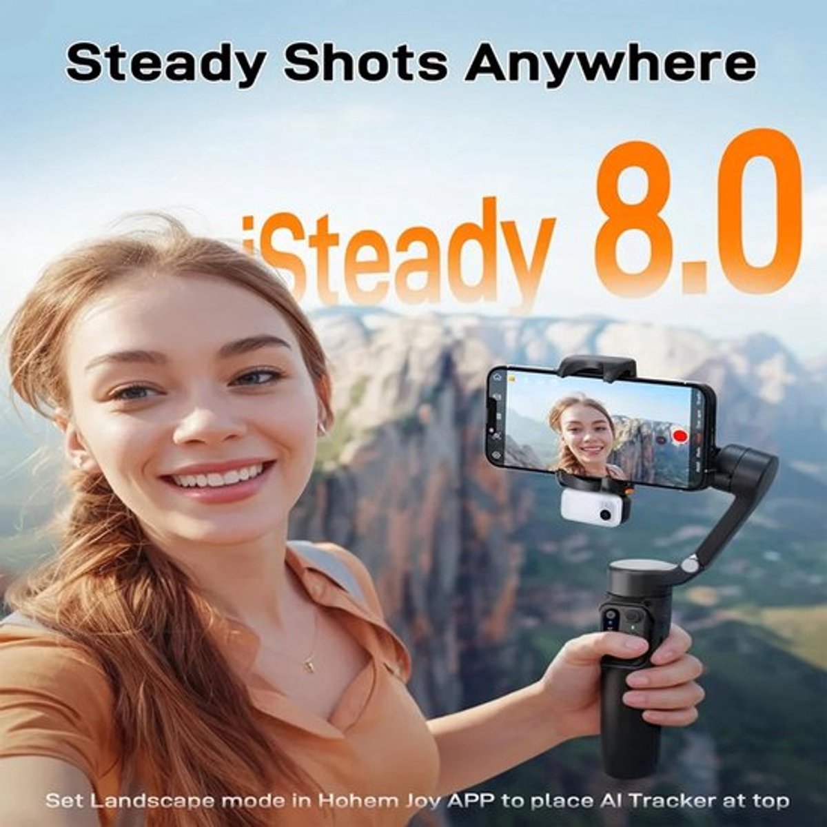 Gimbal Smartphone - Gimbal Voor Smartphone & Camera - Handheld spiegelloos - 3-Axis - AI Face Tracking - Stabilisator voor Smartphone - Koolstofvezel Materiaal - Panning & Rolhoek 330 - Kantelhoek 80 - Zwart Met Bliksem