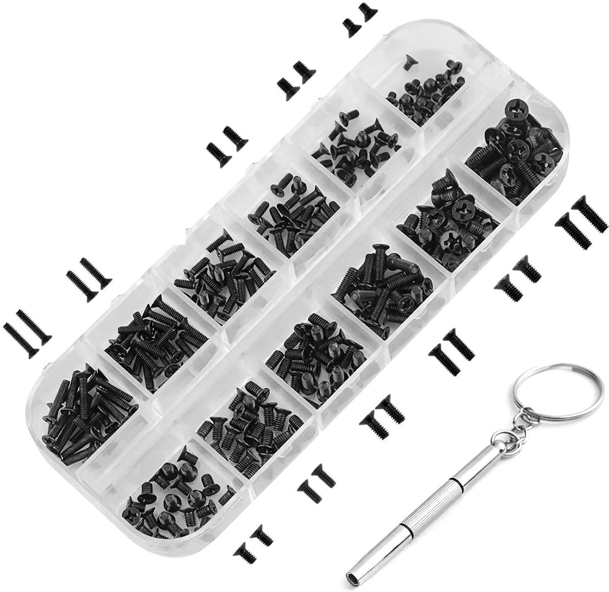 240-delige schroefset voor laptop - universeel - M2 - M2.5 - M3 in zwart - inclusief opbergdoos - kleine zwarte schroeven voor laptop en harde schijf reparatie schroeven