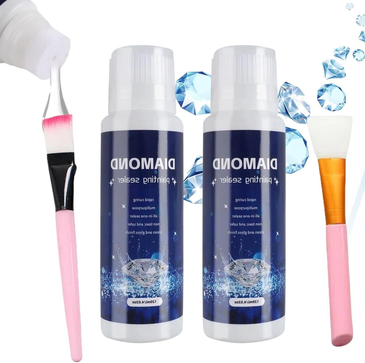 Duurzame Sealer voor Diamond Painting, Perfecte Fixatie en Bescherming, Inclusief 2 Borstels voor Langdurige Resultaten