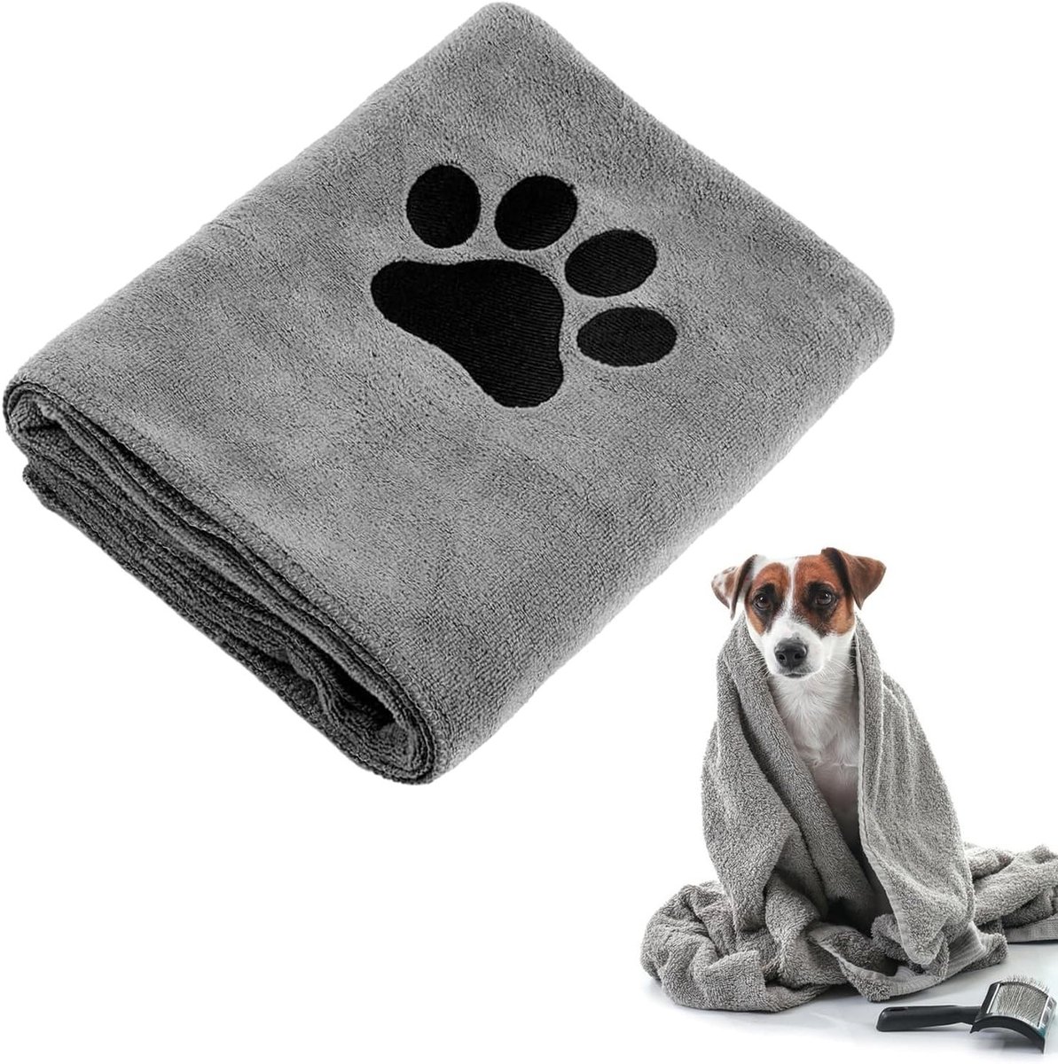 Microfibre Badhanddoek voor Honden, Absorberend en Sneldrogend, 50 x 100 cm, Grijs, Ideaal voor Reis en Thuisgebruik