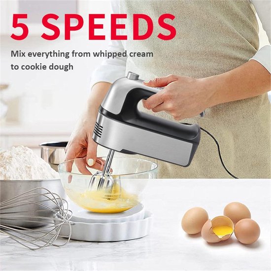 Keukenmixer - Eierklopper Deegmixer - Bakken Koekjes - Multifunctionele Mixer - 251W 5 Versnellingen - Wit — afbeelding 4