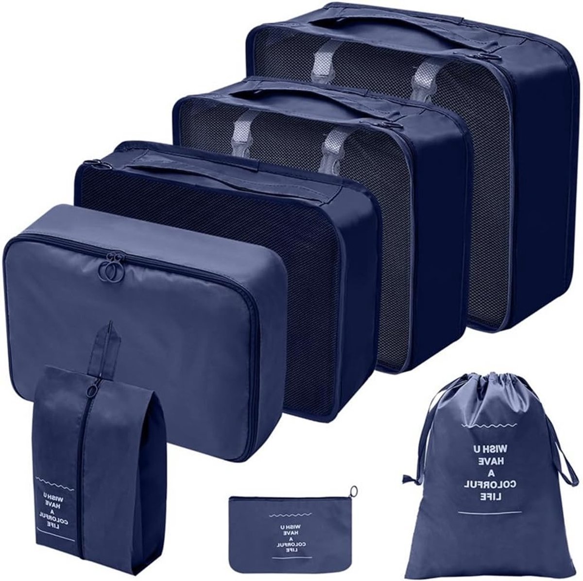 Organizerset voor Koffers, 7-delige Inpakcubes, Waterdichte Opbergzakken, Reisaccessoires en Cosmetica Bags voor Efficiënt Inpakken
