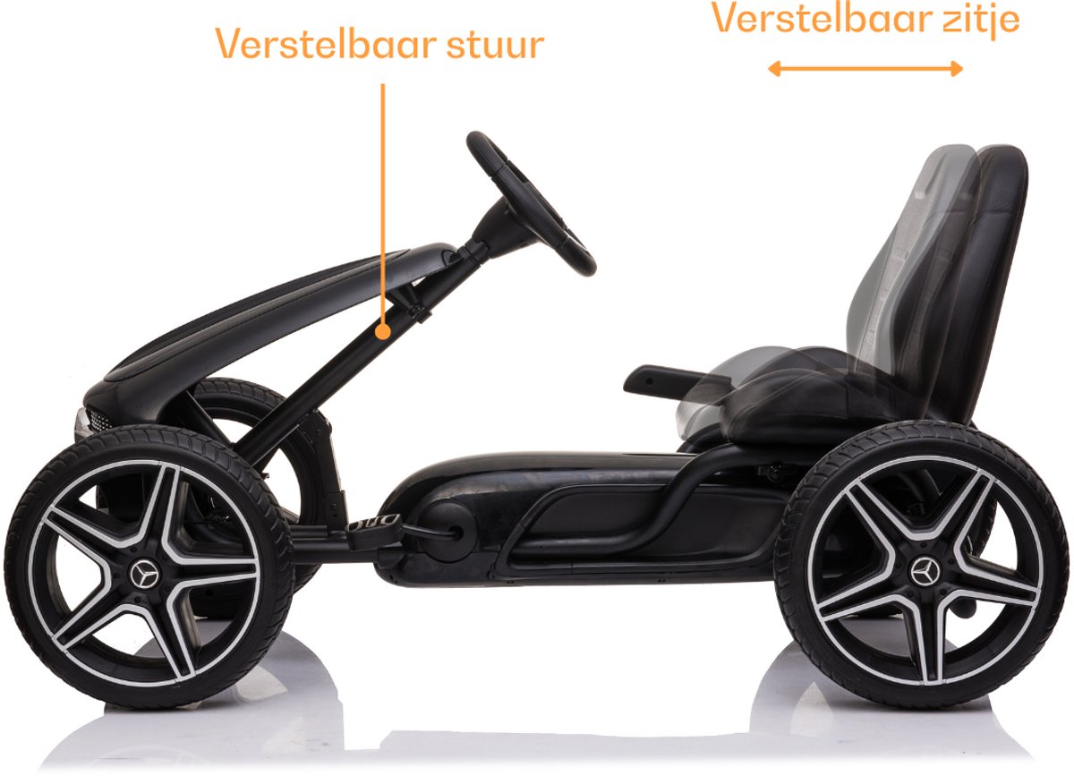 Mercedes Skelter 3 tot 7 jaar – Officieel Gelicentieerde Go Kart met Lederen Zitje & Claxon – Kindervoertuig met Verstelbaar Zadel, EVA-Wielen & Handrem – Zwart — afbeelding 6
