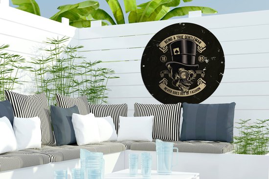 Garden Circle Skull - Chapeau - Vintage - 60x60 cm - Affiche de Jardin Ronde - Extérieur