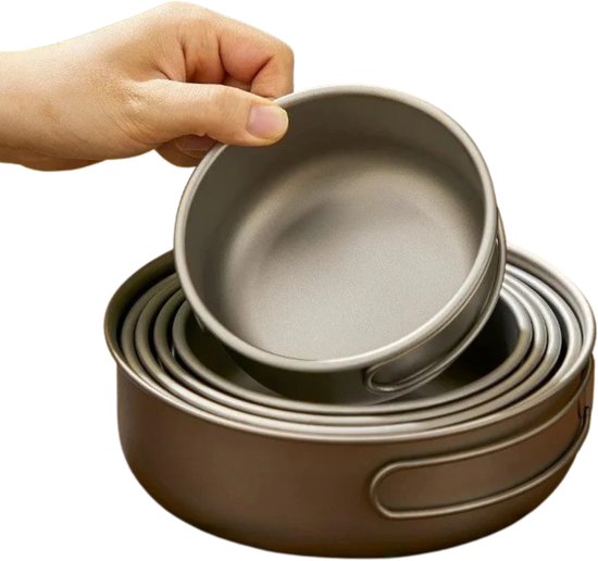 Sensova - Titanium Pot Set - Camping Kookset 3L - Ultralicht Opvouwbaar - Duurzaam & Compact - Inclusief Mesh Tas — afbeelding 5