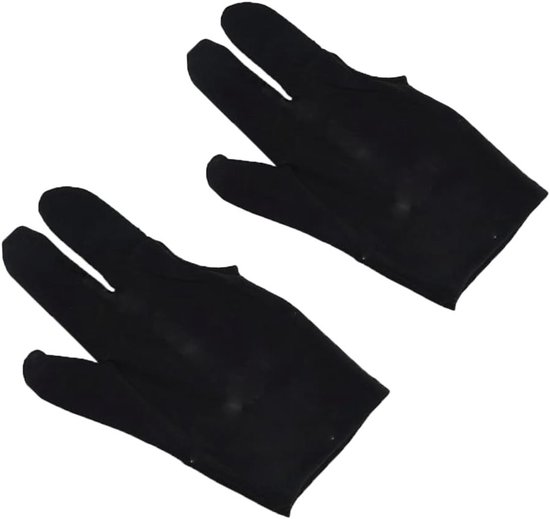 Billiard Handschoenen voor Snooker - 2 Stuks Drievinger Handschoenen van Spandex en Lycra voor Links en Rechts - Zwart van Merkloos — afbeelding 2