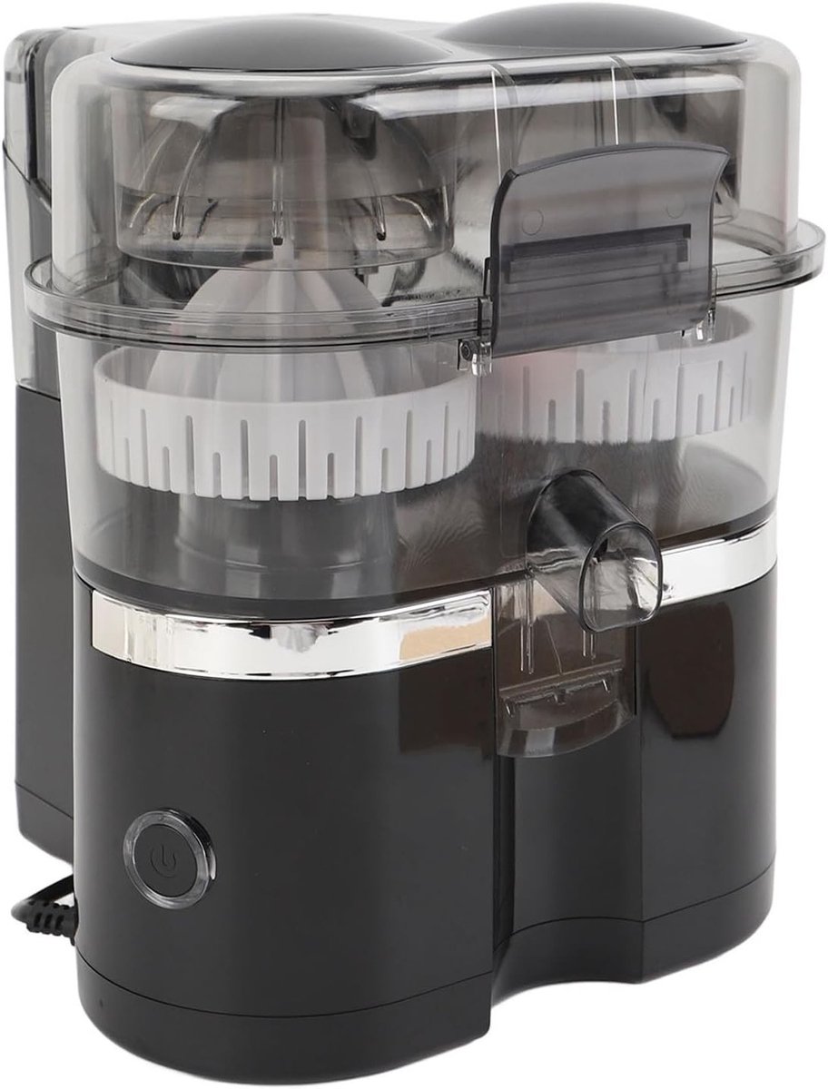 Elektrische Citrus Juicer met Dubbele Cup, 100W, Draagbare Pers, Makkelijk Schoon te Maken, Stille Sapcentrifuge voor Citroen, Sinaasappel en Grapefruit