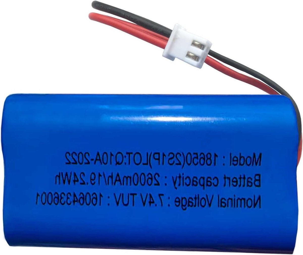 Oplaadbare Lithium Ion Batterij 2600mAh met XH2.54-2pin Plug voor DIY Projecten, 7.4V 2S1P Batterij met 3C Continue Ontlading