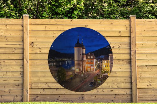 Tuincirkel Duitse stad Heidelberg in de avond - 150x150 cm - Ronde Tuinposter - Buiten