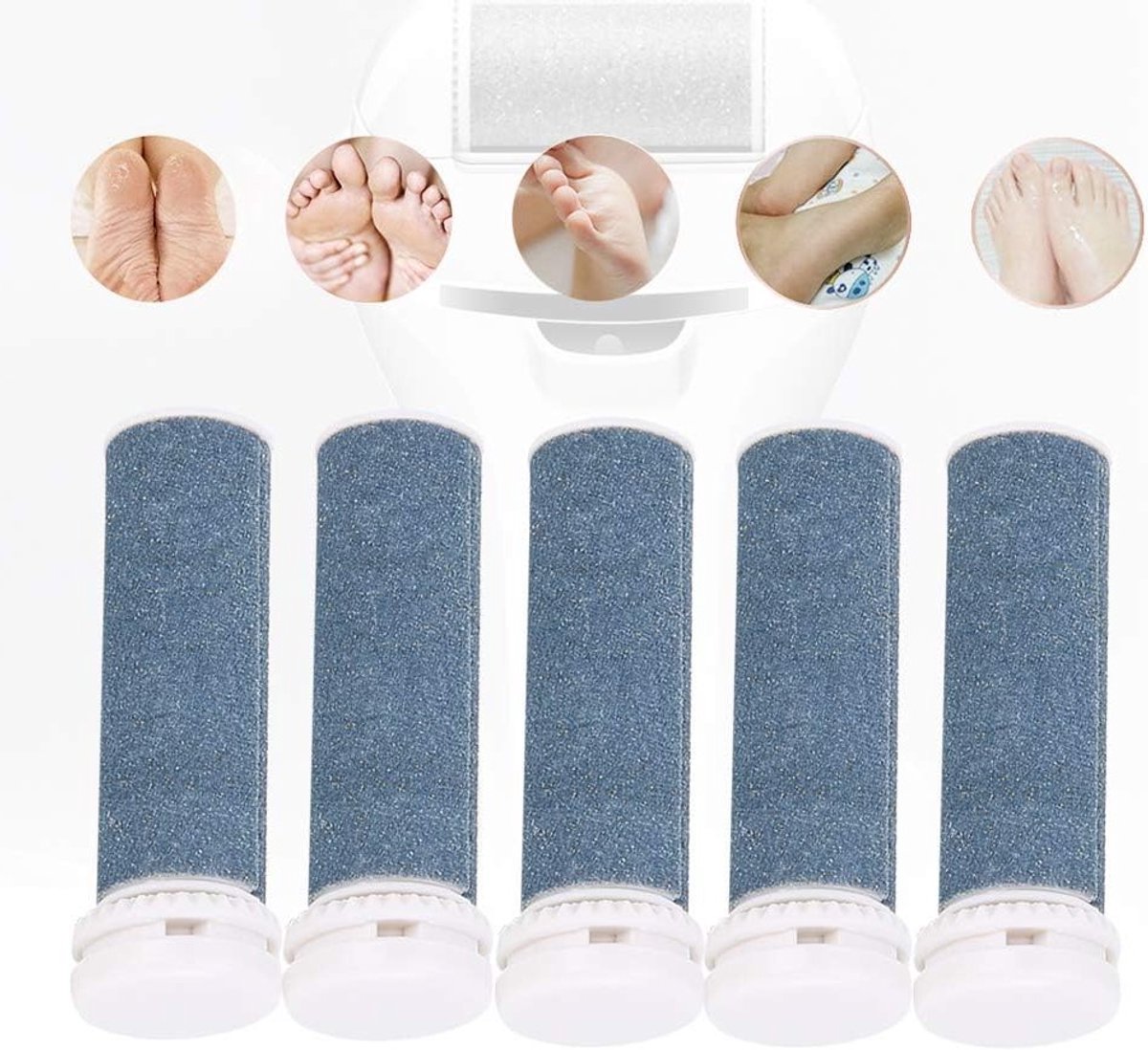 Vervangingsrollen voor Elektrische Eeltverwijderaar - 5 Stuks, Wasbare en Extra Grove Pedicure Accessoires voor Voetverzorging