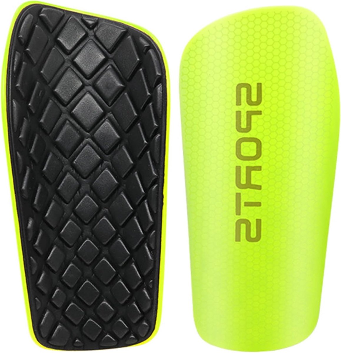 Voetbalscheenbeschermers voor Kinderen, Duurzaam en Antislip, Sterke Bescherming voor Sporters (Fluorescent, L)