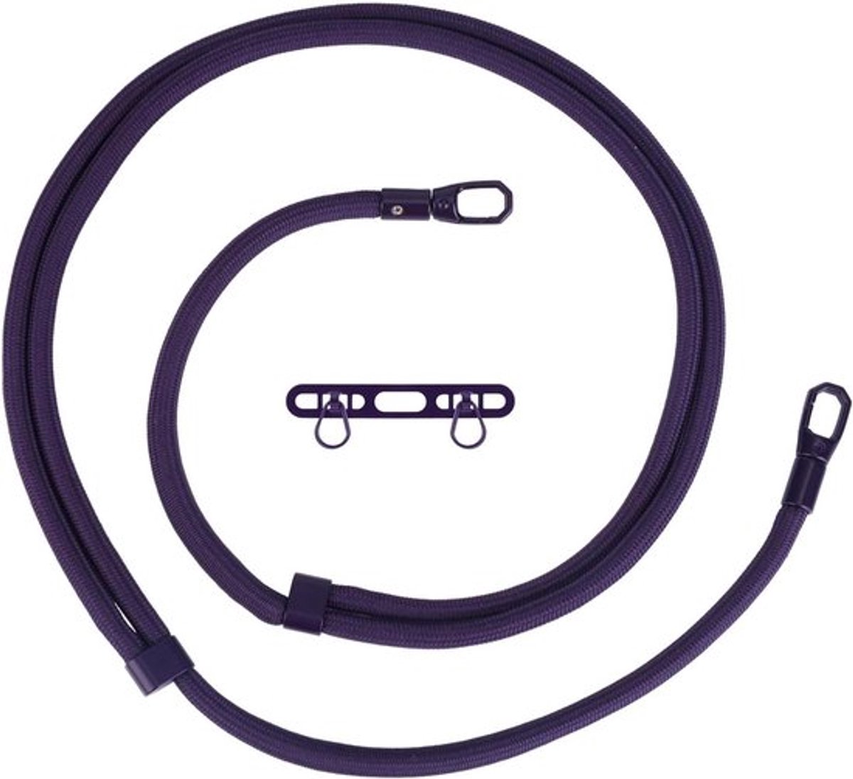 Verstelbaar crossbody-telefoonkoord met dubbele clip voor smartphones (paars)