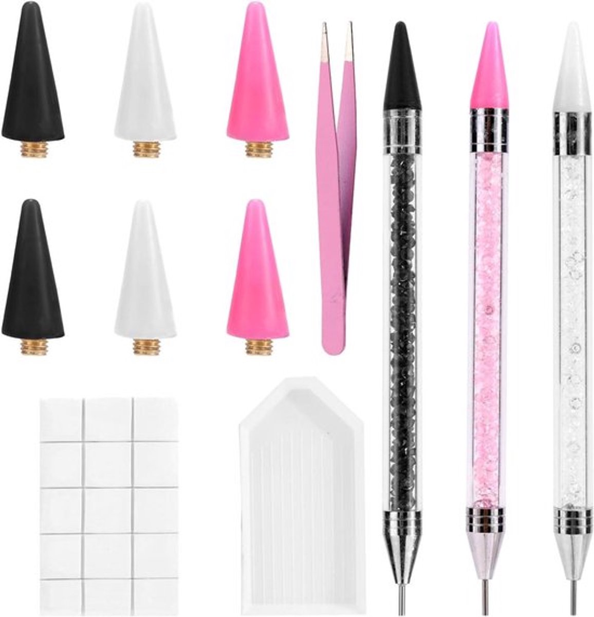Strasspicker Set met Waspen, Wastips en Pincet - Voor Nagelstenen & Versiering