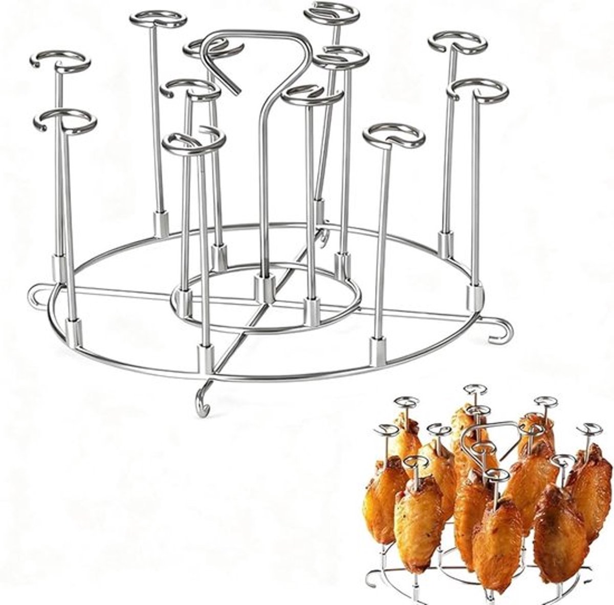Verticale heteluchtfriteuse - spiesen en grillrooster - 1 stuk - roestvrij staal