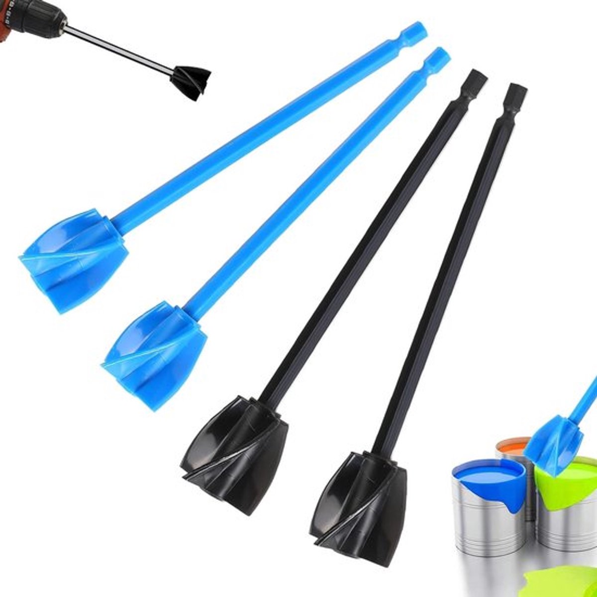 Set van 4 herbruikbare harsmengschijven voor verf en epoxy mengen met boormixer-bevestiging - Geschikt voor siliconen pigment en glazuur