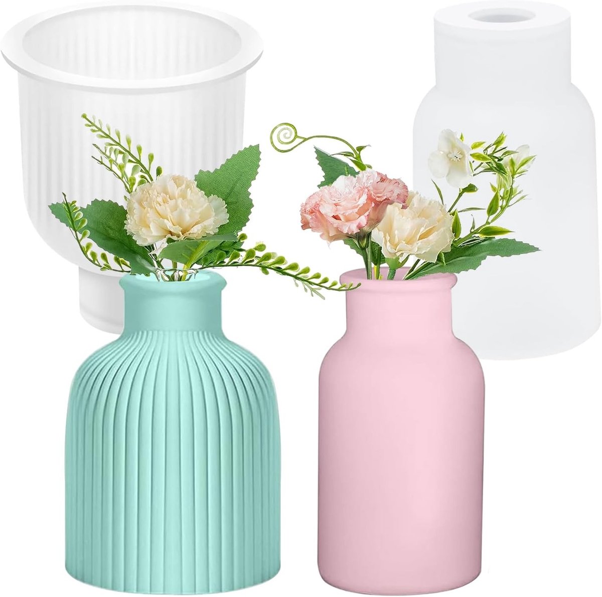 Siliconen Mallen voor Vazen en Decoratieve Ornamenten - DIY Gietvormen voor Epoxyhars, Bloemenvazen en Pennenhouders - Set van 2 Stuks