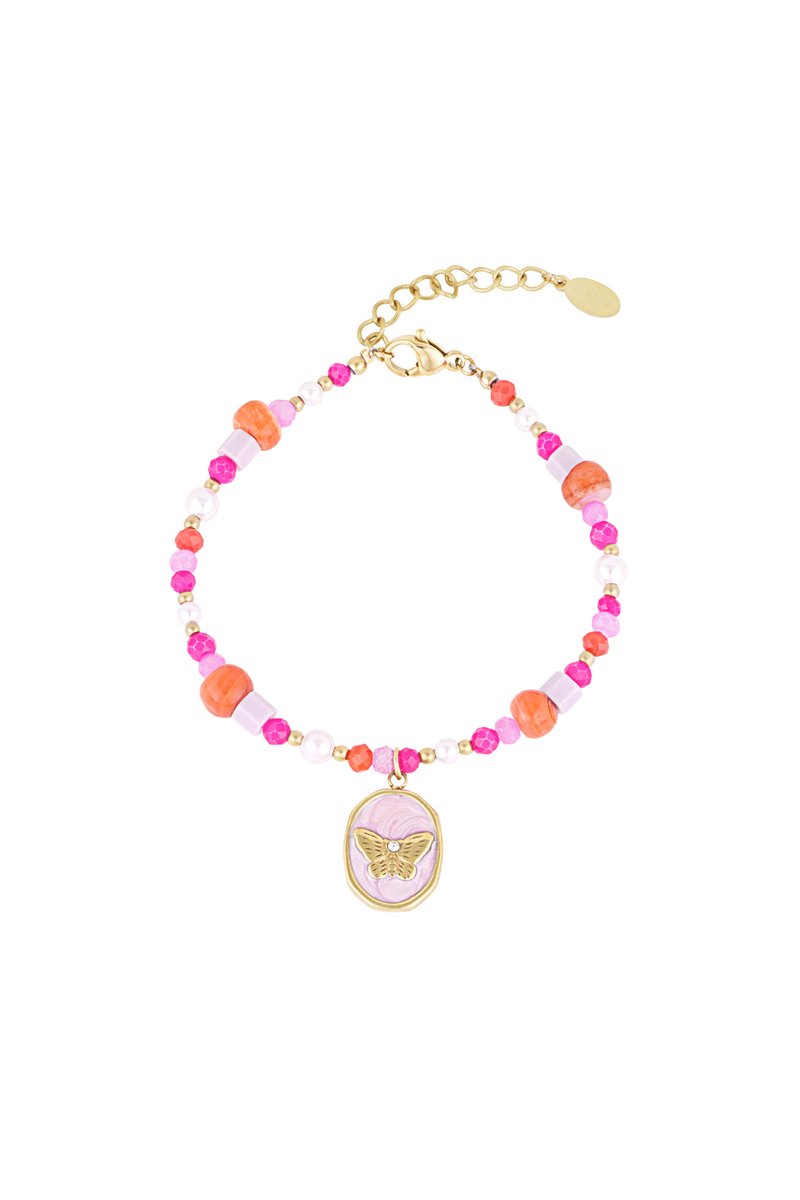 YWG - Vlinder armband veel kleurig - Goud/multi