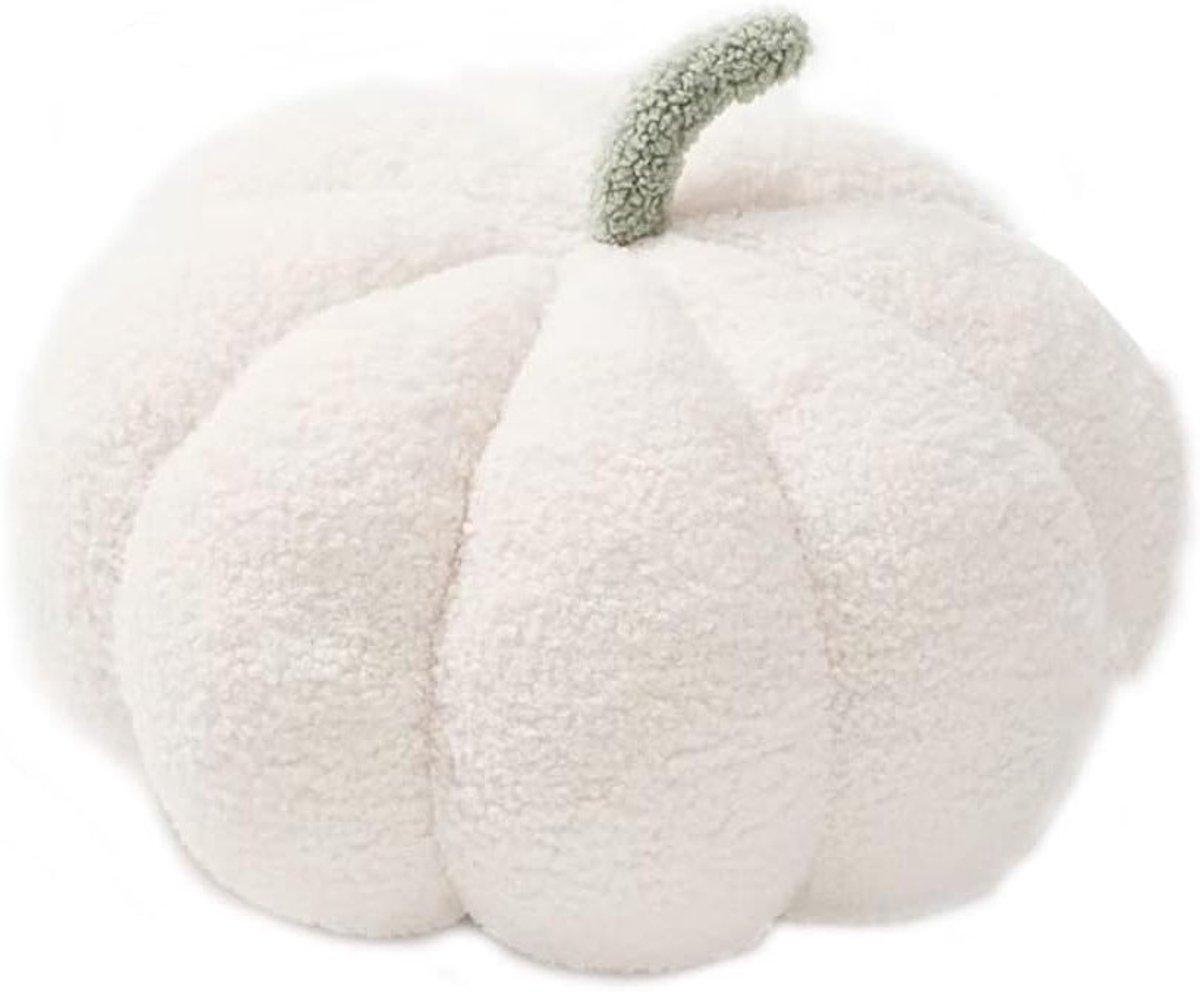 Decoratieve Pompoen Kussen - Ideaal voor Halloween, Kinderkamer en Fotografie - 20cm Wit Sofa Kussen